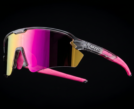 TRIYON — Gafas deportivas rosa translúcido · Lente espejo rosa