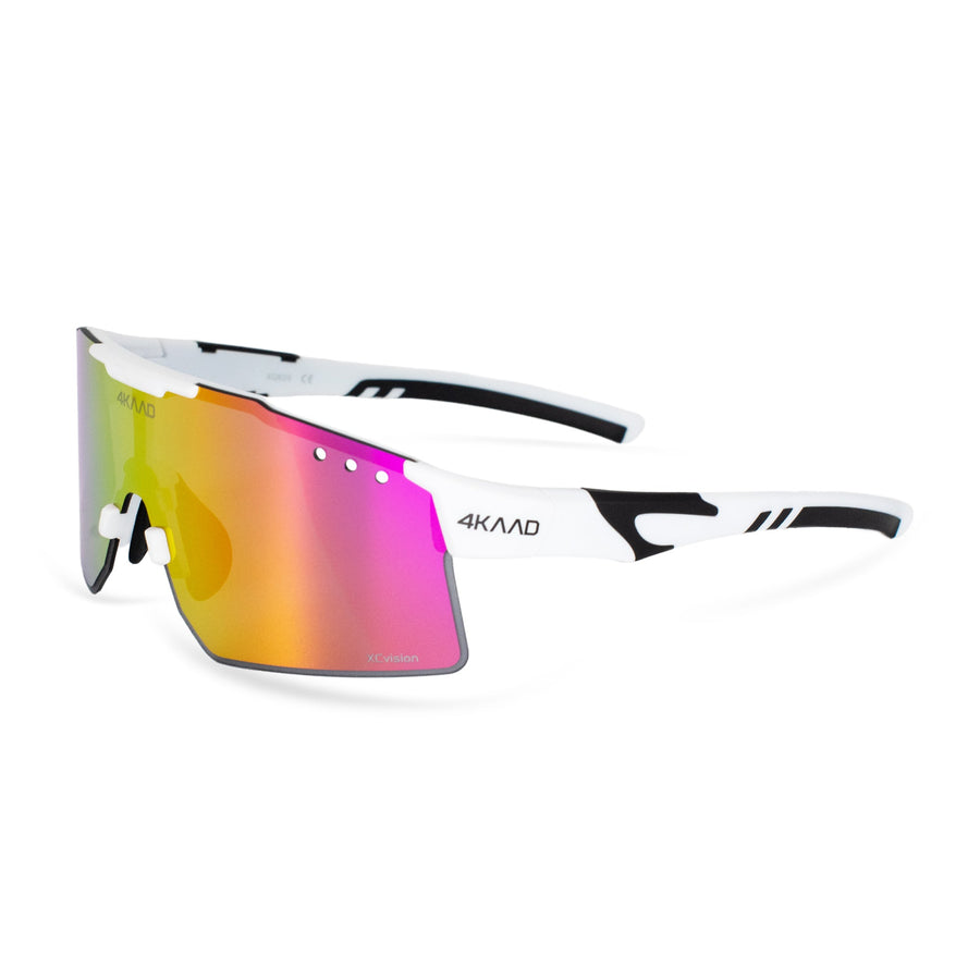 Gafas de running 4KAAD TRION blanco y negro con lente espejo rosa para media maratón