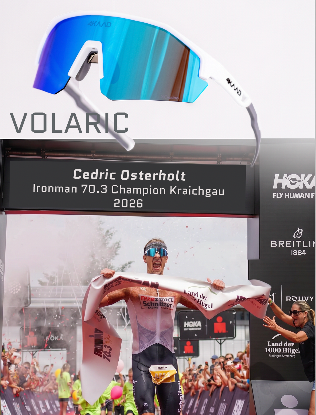 Triatleta compitiendo con gafas deportivas 4KAAD