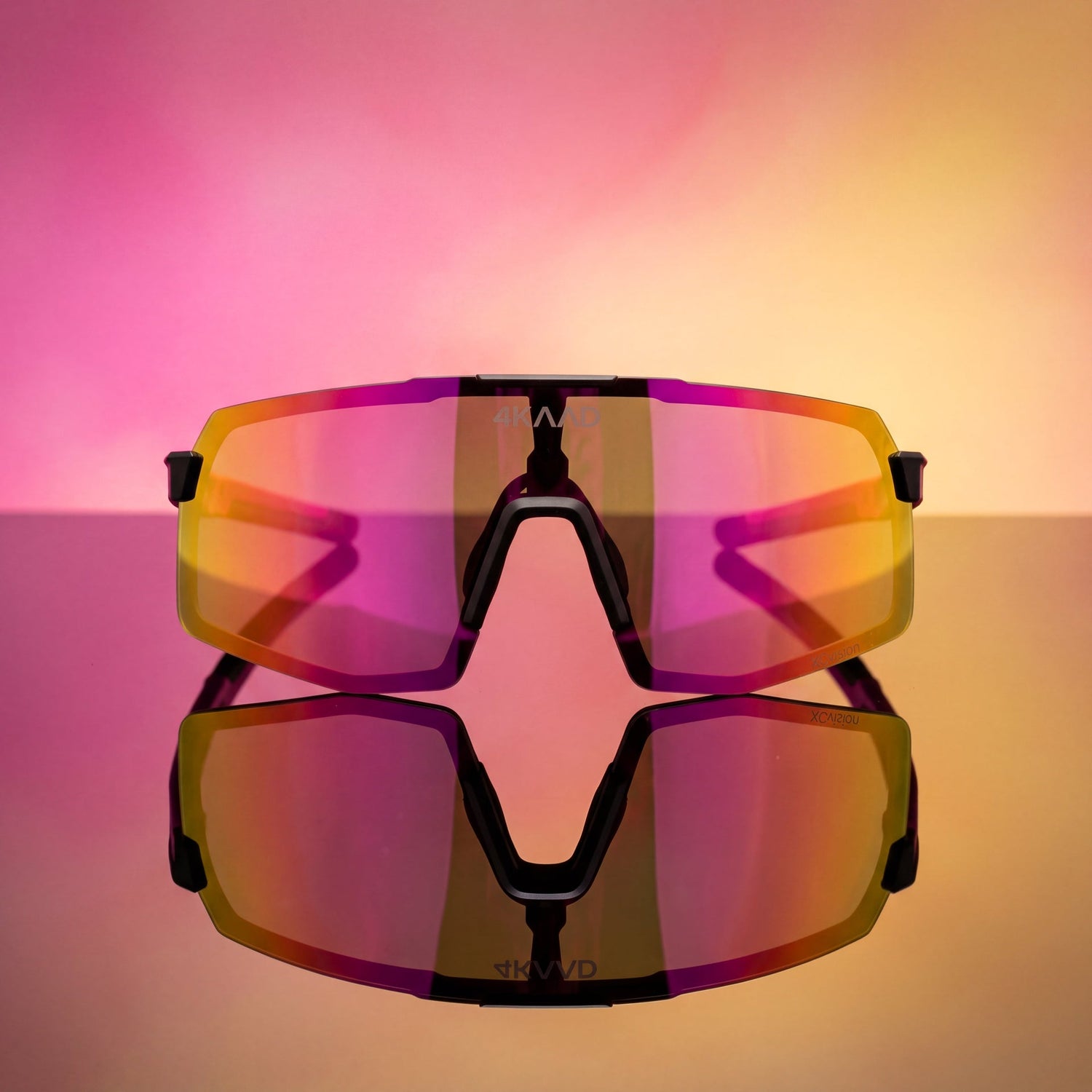 Gafas de ciclismo 4KAAD BEAT RACE en rosa y blanco, vista frontal