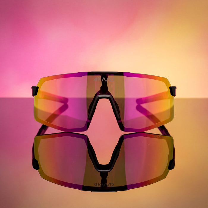 Gafas de ciclismo 4KAAD BEAT RACE en rosa y blanco, vista frontal