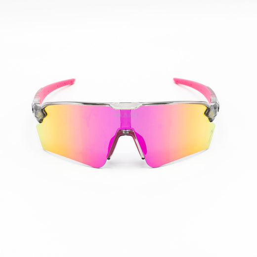 TRIYON — Gafas deportivas rosa translúcido · Lente espejo rosa