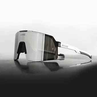 BEAT RACE Sport Glasses - White & Black with Silver XCvision MULTI LAYER MIRROR  Lens
