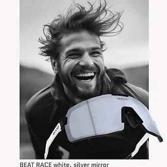 BEAT RACE Sport Glasses - White & Black with Silver XCvision MULTI LAYER MIRROR  Lens