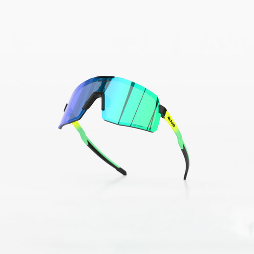 BEAT RACE — Gafas deportivas verde-amarillo · Lente espejo multicapa verde
