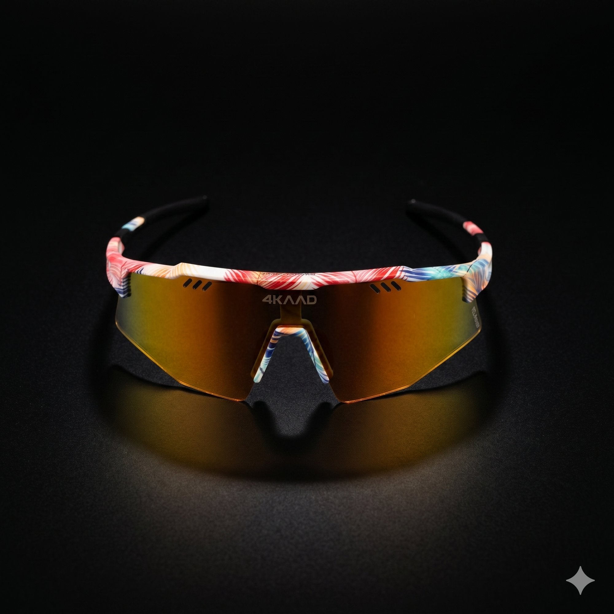 Gafas 4KAAD BEAT RACE tropical con lente espejo naranja sobre fondo negro
